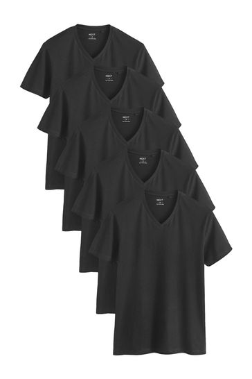 Black V-Neck T-Shirts 5 Pack