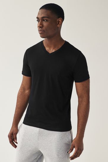 Black v-neck t-shirt sale front and back