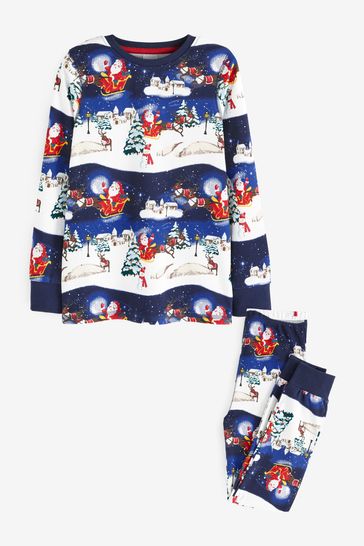 Navy Blue Santa Christmas Snuggle Pyjamas (9mths-10yrs)
