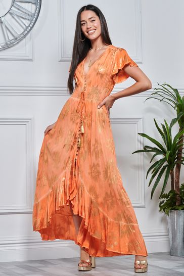Orange dress top with buttons
