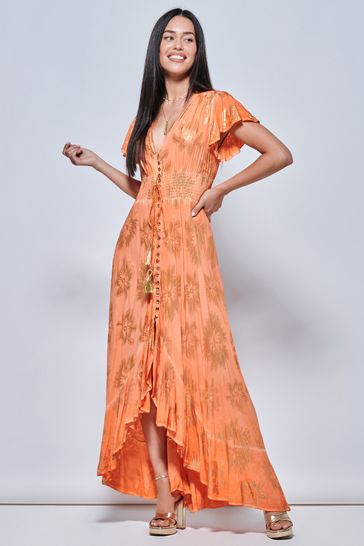 Orange boho maxi sales dress