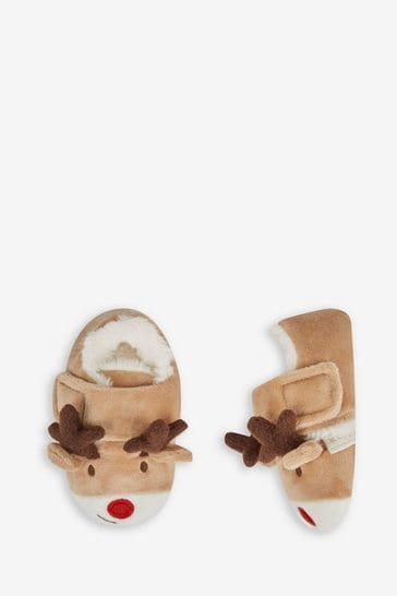 Buy JoJo Maman B b Mocha Girls Reindeer Easy On Slippers from