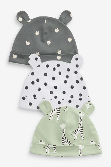 Mint Green 3 Pack Baby Beanie Hats (0-18mths)