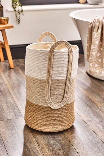 Natural Stripe Rope Laundry Basket