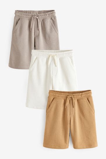 Tan Brown/Ecru Cream 3 Pack Basic Jersey Shorts (3-16yrs)