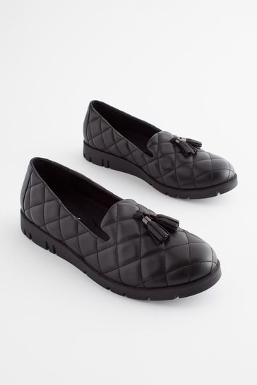 Black quilted shoes store