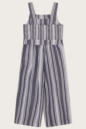 Striped belted jumpsuit hot sale