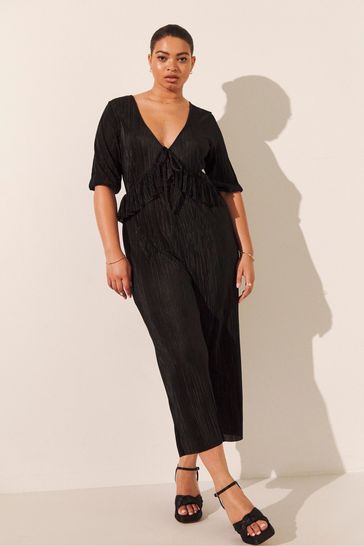 Black plisse jumpsuit top