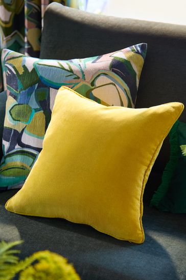 Yellow velour cushions new arrivals