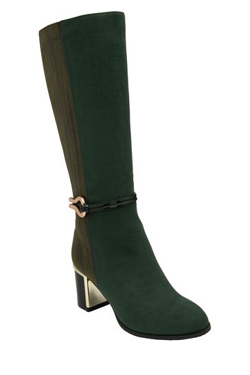 Lotus Green Heeled Knee High Boots