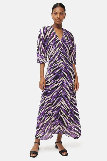 Buy Jigsaw Purple Abstract Zebra Midi Dress from Next Poland