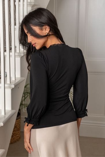 Buy Pour Moi Black Chrome Anya Lace Detail Recycled Slinky Jersey