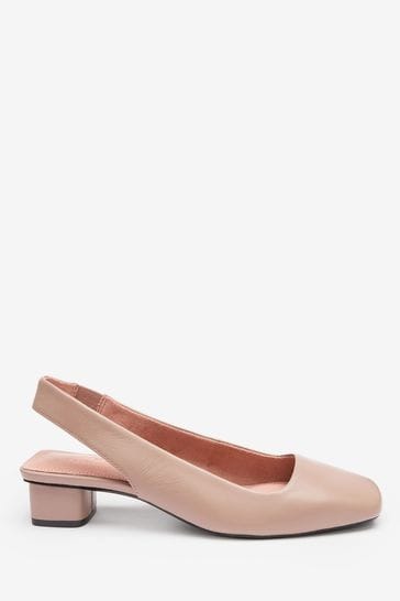 Block heeled sling deals back shoes