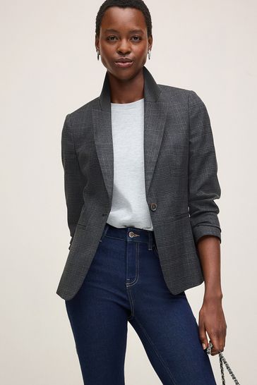 Buy Grey Black Check Single Breasted Blazer from Next Bahrain