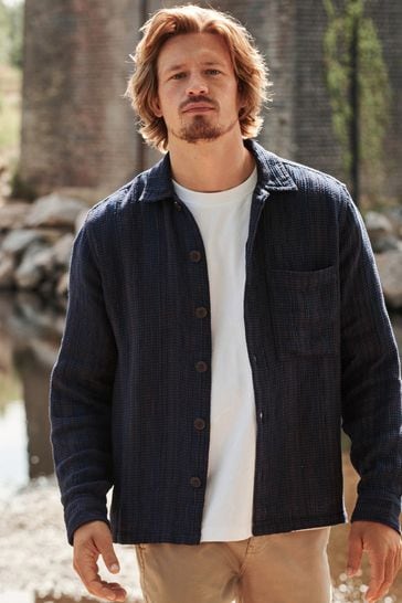 Buy Navy Blue Textured Overshirt from Next Luxembourg