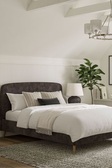 Plush upholstered bed hot sale