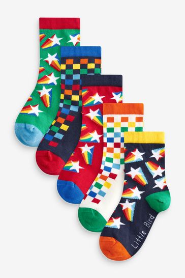 Little Bird by Jools Oliver Multi Star and Checkerboard Socks 5 Pack