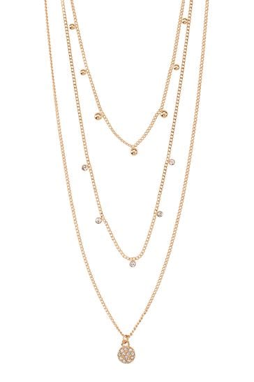 PILGRIM Gold Tone Chayenne Recycled Layered Crystal Necklace