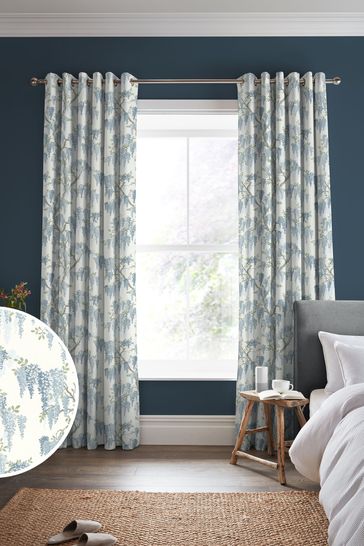 Laura Ashley Newport Blue Wisteria Made to Measure Curtains