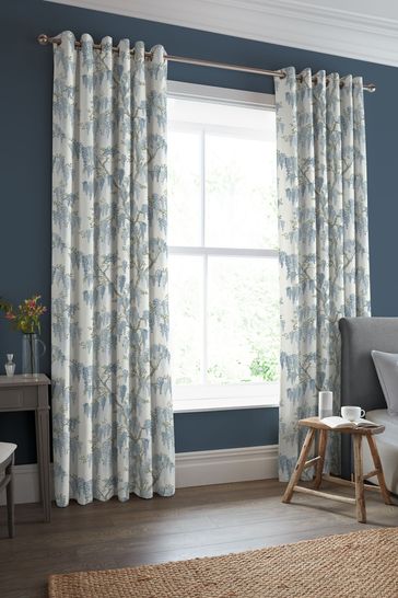 Laura Ashley Newport Blue Wisteria Made to Measure Curtains