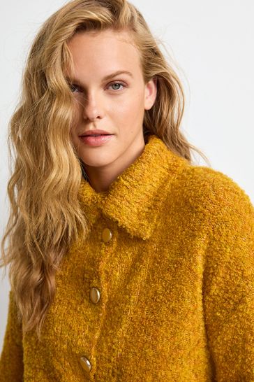 Buy Ochre Yellow Boucl Button Neck Jumper from Next Singapore