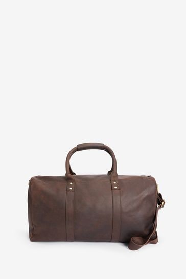 Brown Signature Oiled Leather Holdall