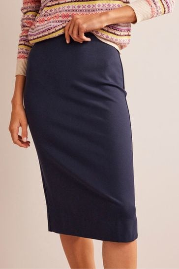 Boden Blue Stretch-Jersey Midi Skirt