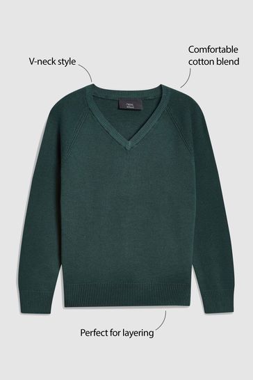 Buy Green Knitted V Neck School Jumper 3 18yrs from Next Luxembourg