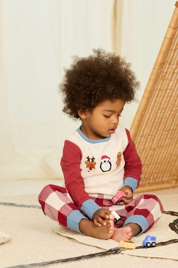 Buy Red Cream Christmas Woven Pyjamas 9mths 12yrs from Next Luxembourg