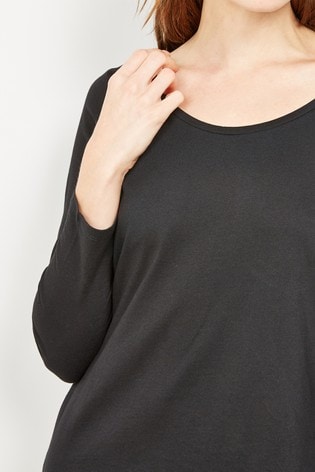 Buy Black Long Sleeve Crew Neck Top from Next Spain