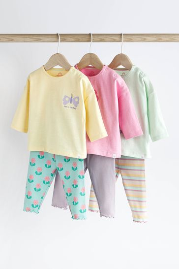 Pastel Character 6 Piece Baby T-Shirts and Leggings Set