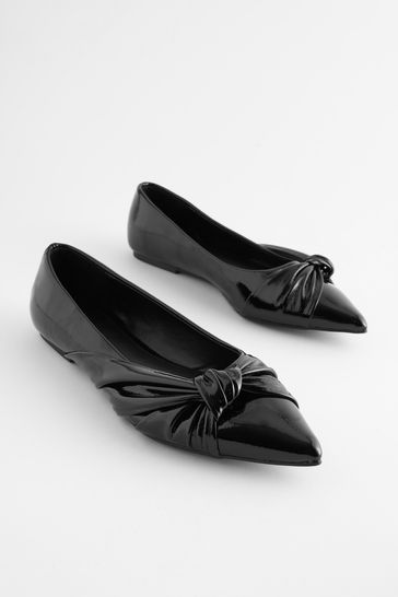 Black Forever Comfort® Asymmetric Bow Point Toe Shoes