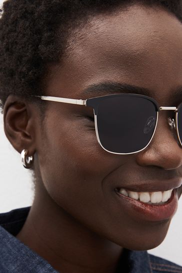 Buy Black Metal Preppy Sunglasses from Next Hungary