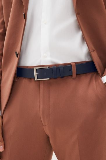 Mens navy blue leather on sale belt