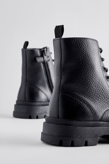 Buy Black Leather Lace Up Boots from Next Bahrain