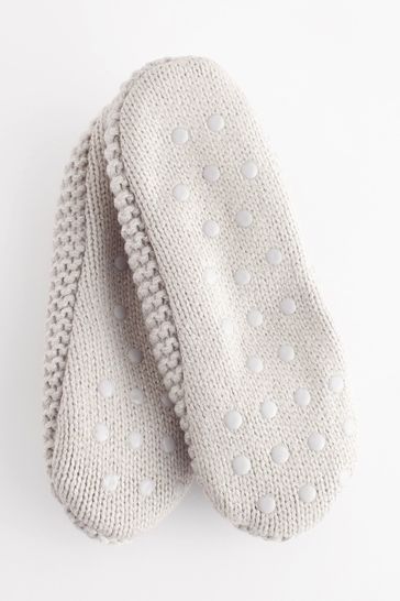 Buy Grey Knitted Footsie Slippers from Next Luxembourg
