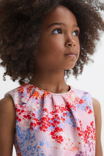 Buy Reiss Pink Print Max Junior Floral Print Pleated Dress from
