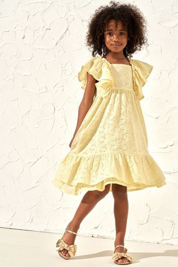 Angel & Rocket Yellow Sara Broderie Dress