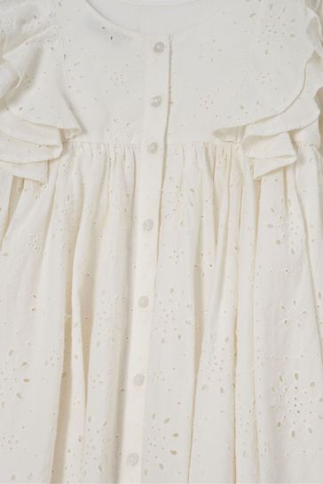 Angel Rocket Alessandra Broderie Ruffle White Dress