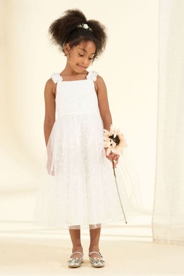 Angel & Rocket White Sparkle Embroidered Olivia Dress