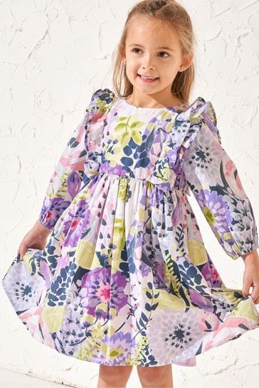Angel & Rocket Purple Ellie Ruffle Print Dress