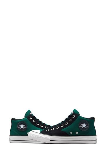 Black and green shop converse high tops