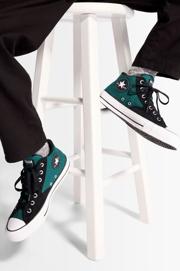 Converse Green Black Mid Malden Street Leather Trainers