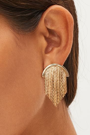 Gold Tone Sleek Drop Earrings