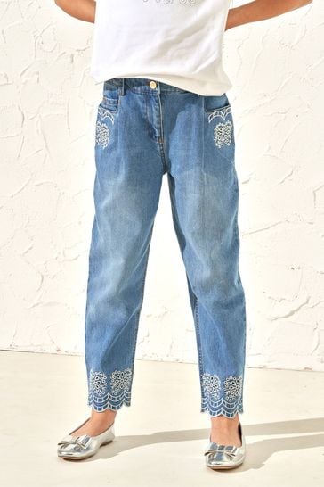 Angel & Rocket Mom Fit Blue Kendal Embellished Jeans