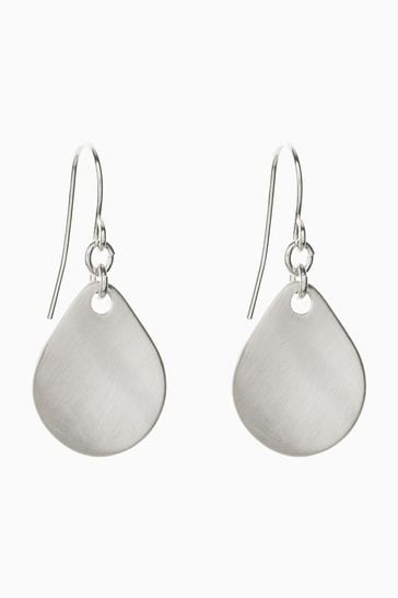 Silver Tone Petal Drop Earrings