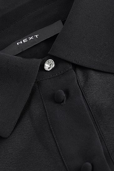 H&m black button up shirt discount