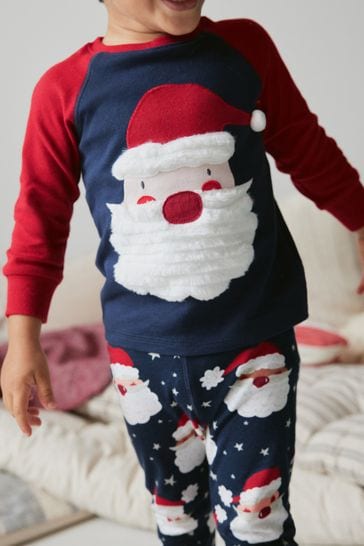 Buy Navy Santa Christmas Boys Snuggle Cotton Pyjamas 9mths 12yrs