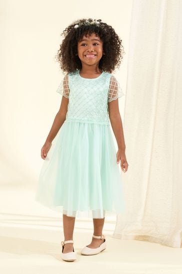 Buy Angel Rocket Green Anya Beaded Tulle Dress from Next Bahrain