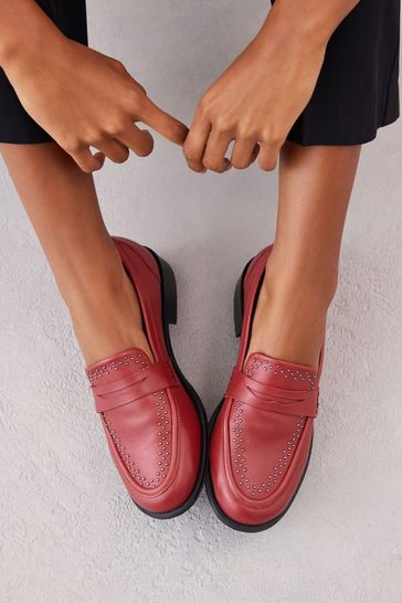Red studded loafers top